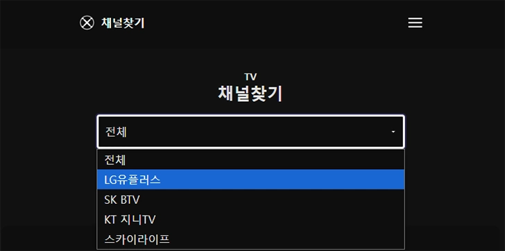 TV 채널 번호 찾기 홈
